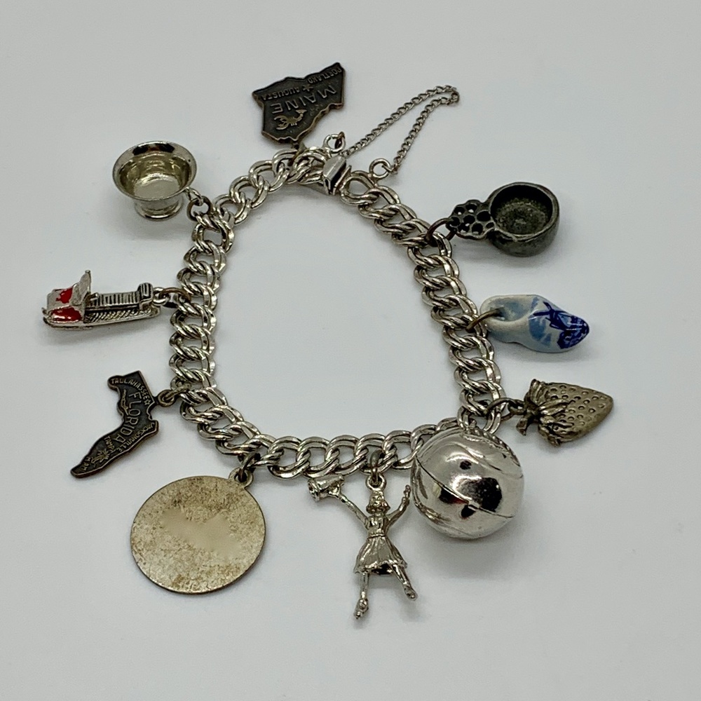 Antique Sterling Silver Charm Bracelet c. 1960's